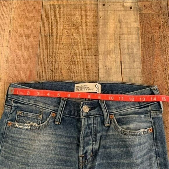 Abercrombie & Fitch Denim distressed boyfriend straight button fly jeans 00R - Picture 2 of 10